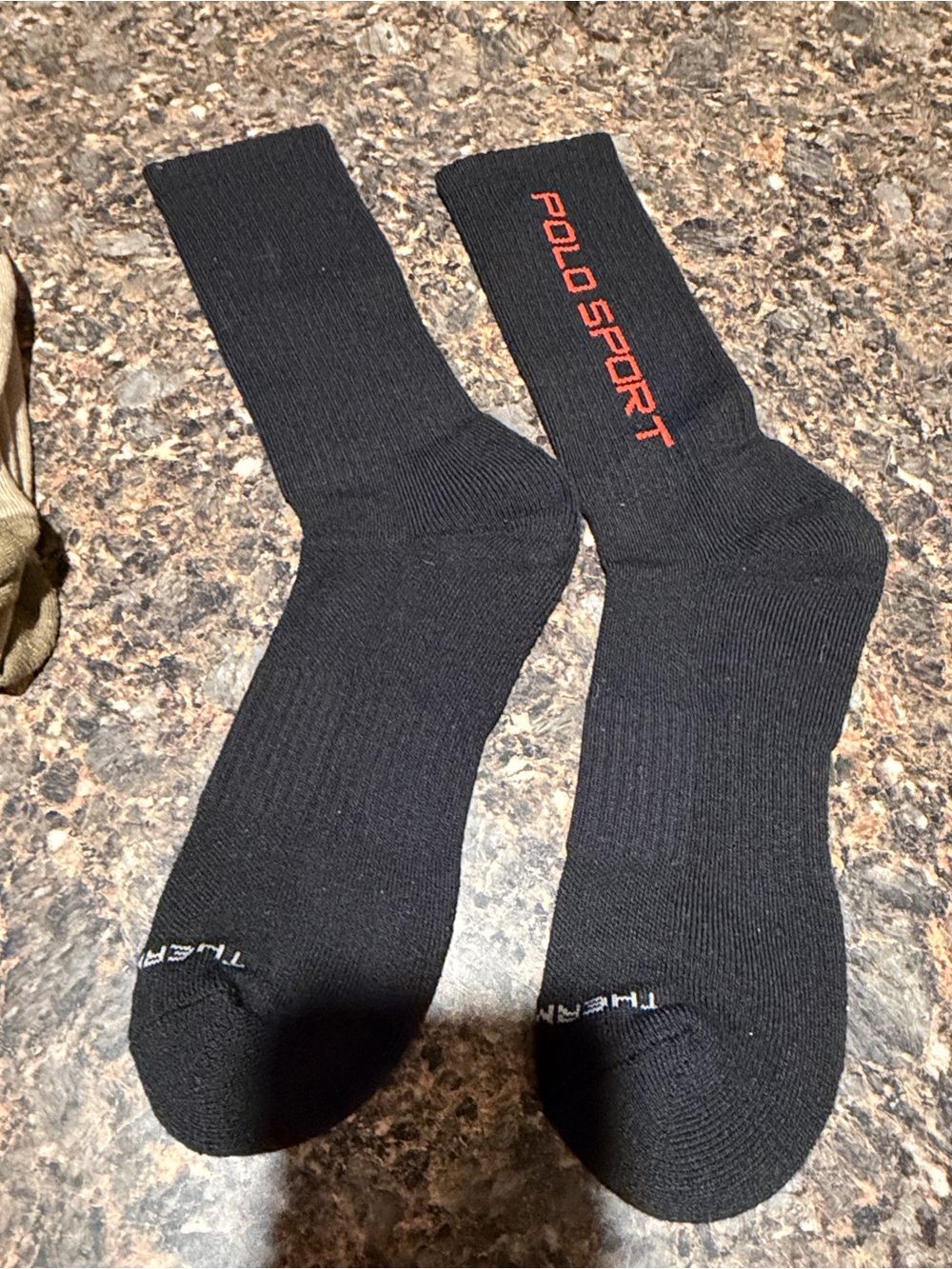 Polo by Ralph Lauren Black Athletic Crew Socks with Red Polo Sport Logo